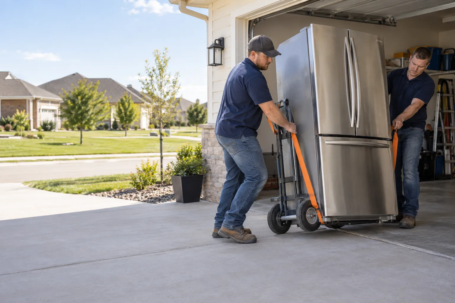 Professional appliance removal in a residential setting